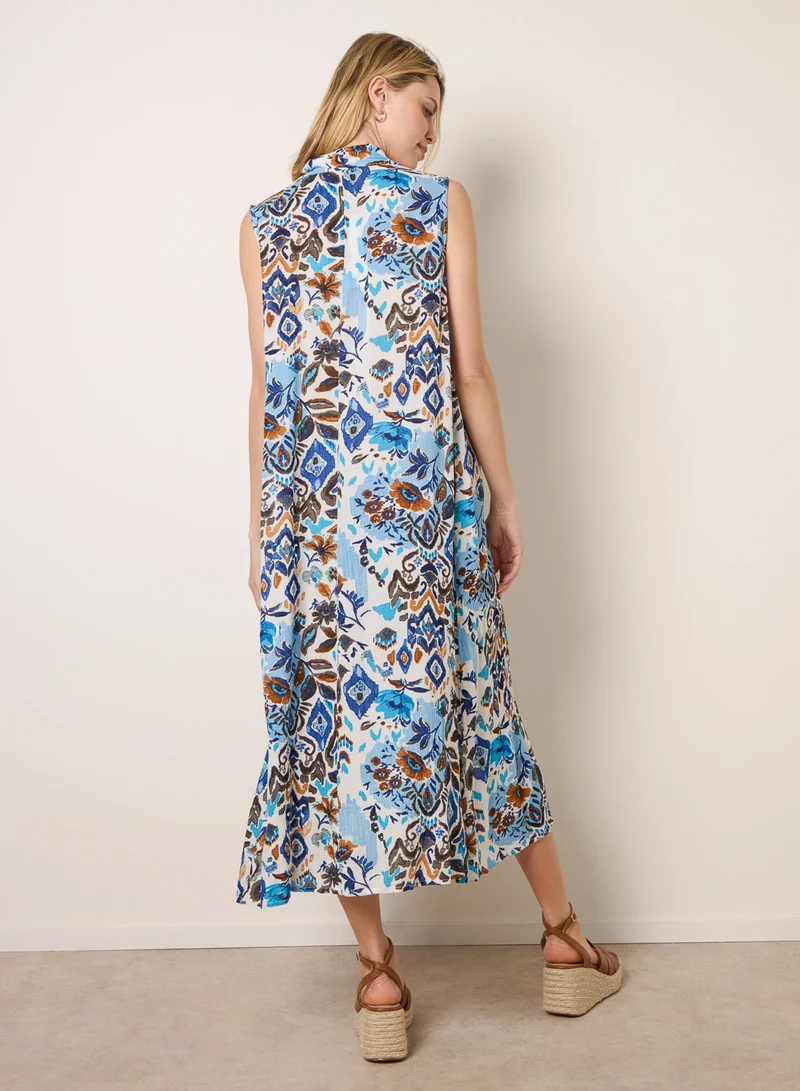 بلو فانيلا V Neck Loose Fit Maxi Dress